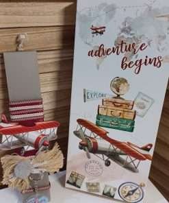 Γκρι πλακέ αρωματικό κερί με ξύλινο αεροπλανάκι