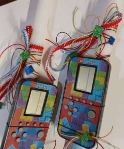 Λευκό στρογγυλό αρωματικό κερί με ηλεκτρονικό παιχνίδι