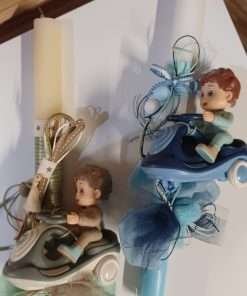 Στρογγυλή λαμπάδα με αυτοκινητάκι κ αγόρι