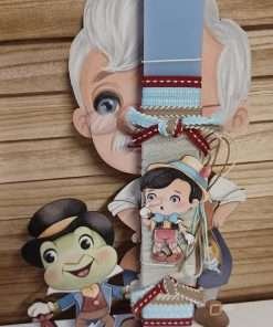 Σιελ αρωματική λαμπάδα με θέμα τον Πινόκιο κ ασορτί πλάτη καδράκι