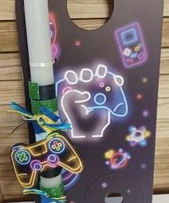 Λευκή αρωματική λαμπάδα με θέμα games